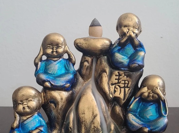 Incensário Budas com detalhes em azul — Yalitza